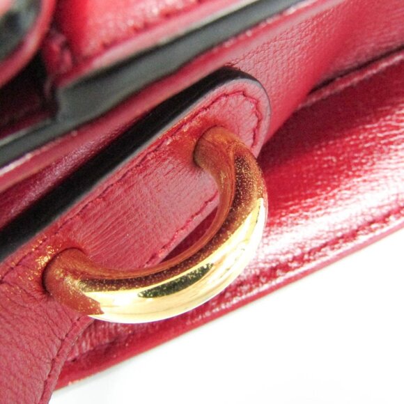 GUCCI Red Leather GG Marmont Shoulder Bag - Picture 11 of 16